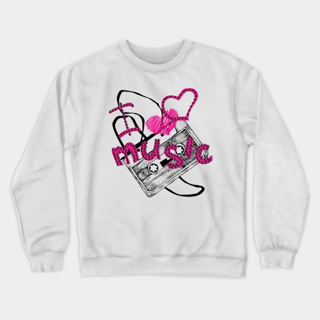 I Love Music Crewneck Sweatshirt by Raintreestrees7373